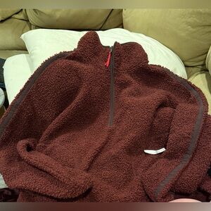 Old Navy Ladies Burgundy Sherpa Half Zip Pullover 3X NEW